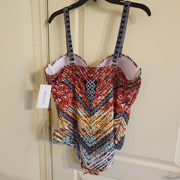 NWT Meet Curve Technicolor Cut Out Underwire One Piece Swimsuit 2XL - Picture 10 of 12